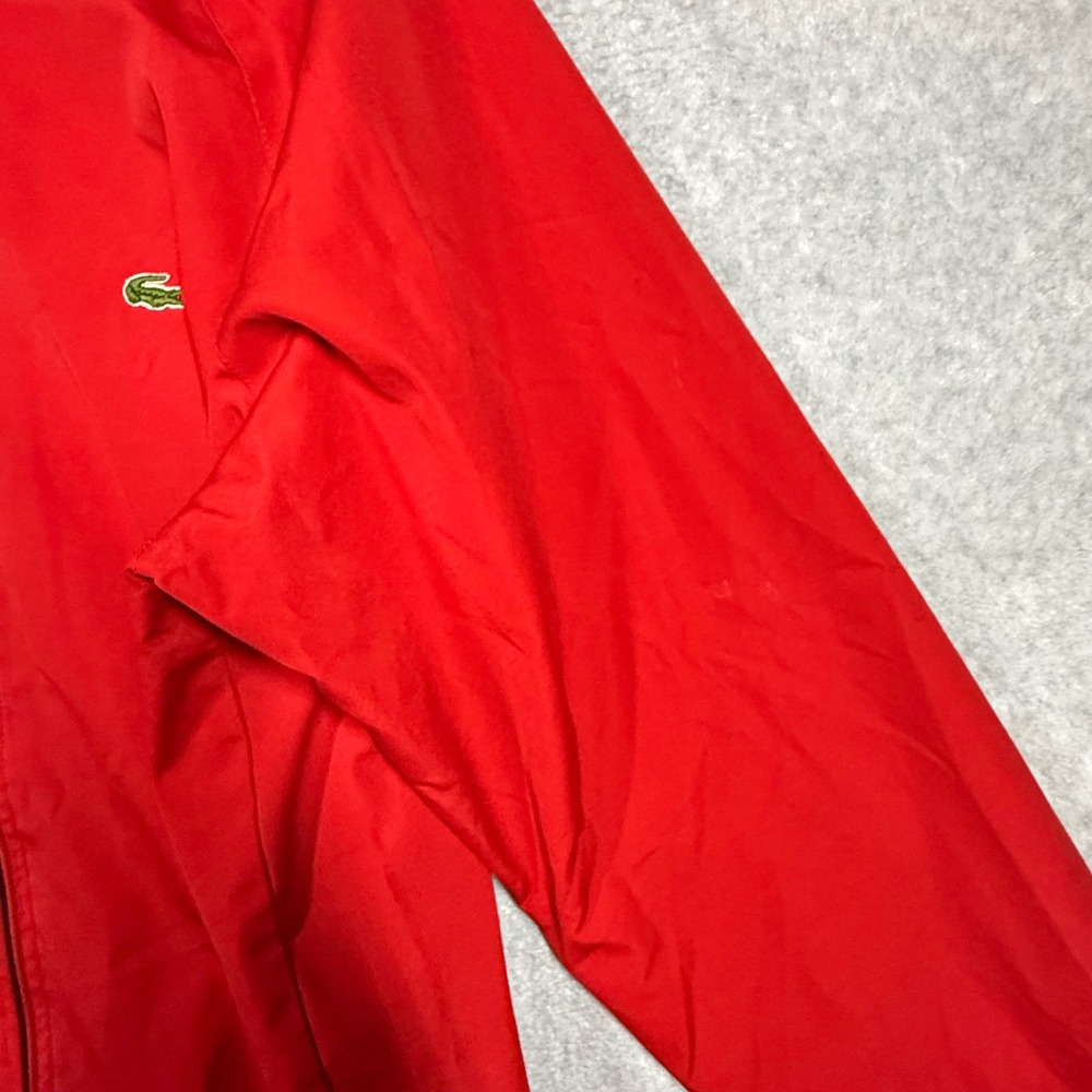 Vintage Izod Lacoste Harrington Jacket Red Plaid Lined Mens XLT Full Zip Coat - Picture 5 of 16